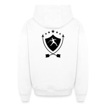 Speerwurf / Diskuswurf / Kugelstoßen / Hammerwurf - Oversized Heavyweight Unisex Zip Hoodie - Weiß - Hinten - AI Model Male 178 light (178cm)