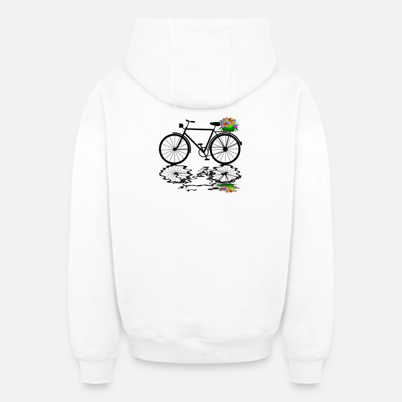 bicyclette - Sweat à capuche unisexe zippé oversize épais SPREAD - blanc
