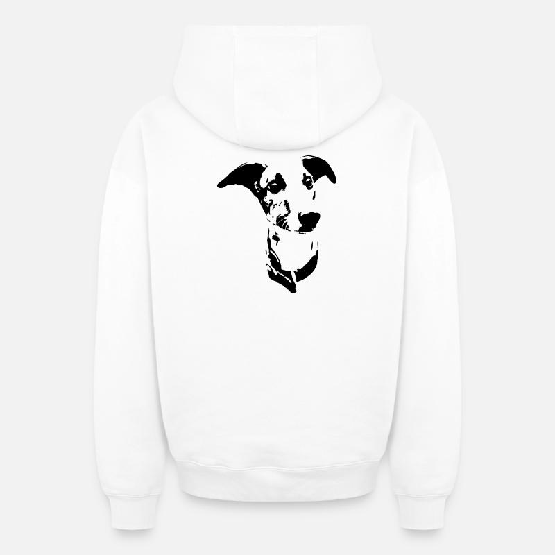 Tête de whippet - Sweat à capuche unisexe zippé oversize épais SPREAD - blanc