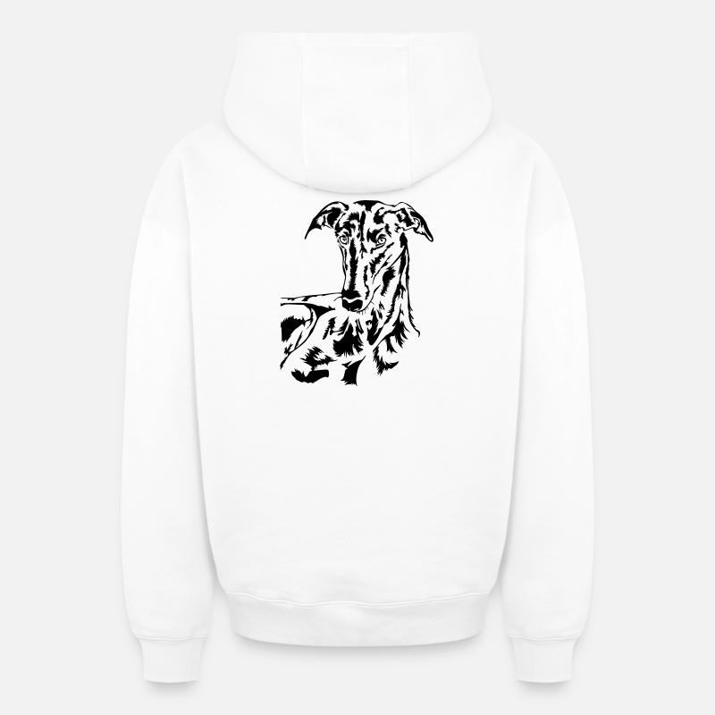 Galgo Kopf - Oversized Heavyweight Unisex Zip Hoodie - Weiß