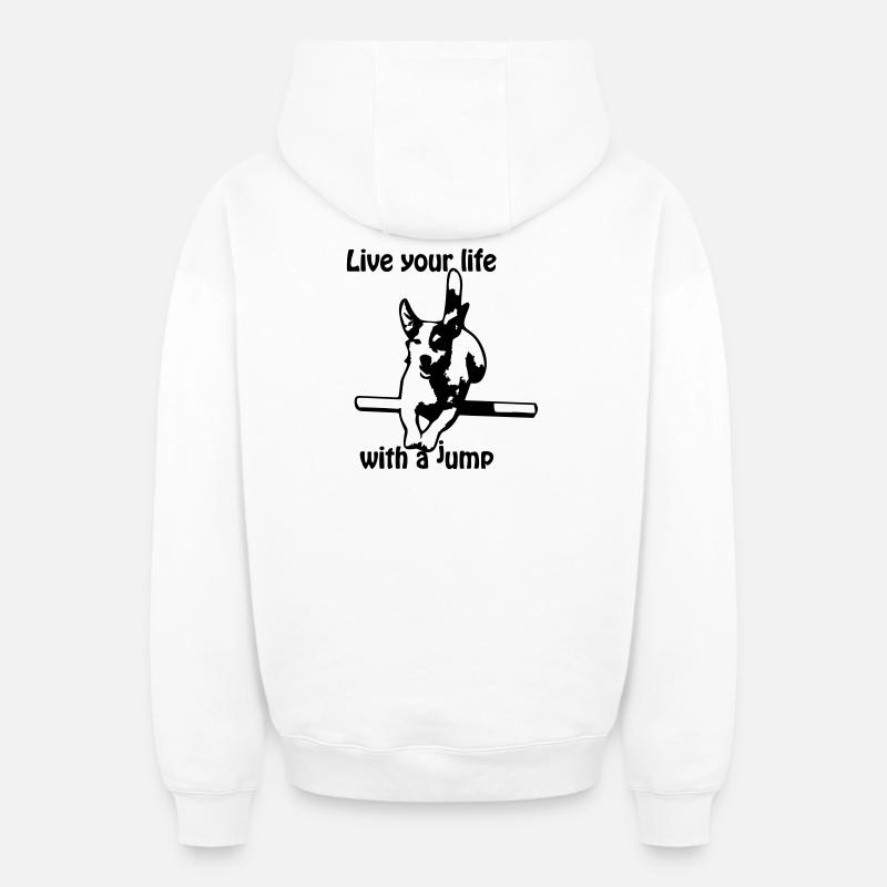 Agility Jack Russel Terrier - Sweat à capuche unisexe zippé oversize épais SPREAD - blanc