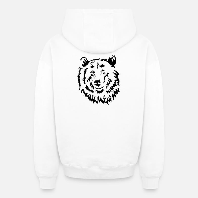ours - Sweat à capuche unisexe zippé oversize épais SPREAD - blanc