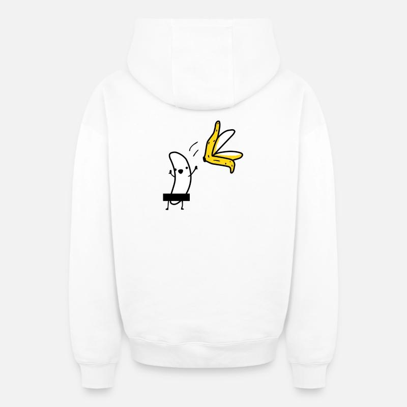 Striptease banane - Sweat à capuche unisexe zippé oversize épais SPREAD - blanc