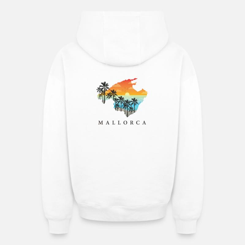 majorque - Sweat à capuche unisexe zippé oversize épais SPREAD - blanc
