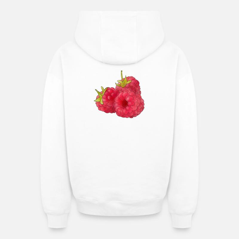 framboises - Sweat à capuche unisexe zippé oversize épais SPREAD - blanc
