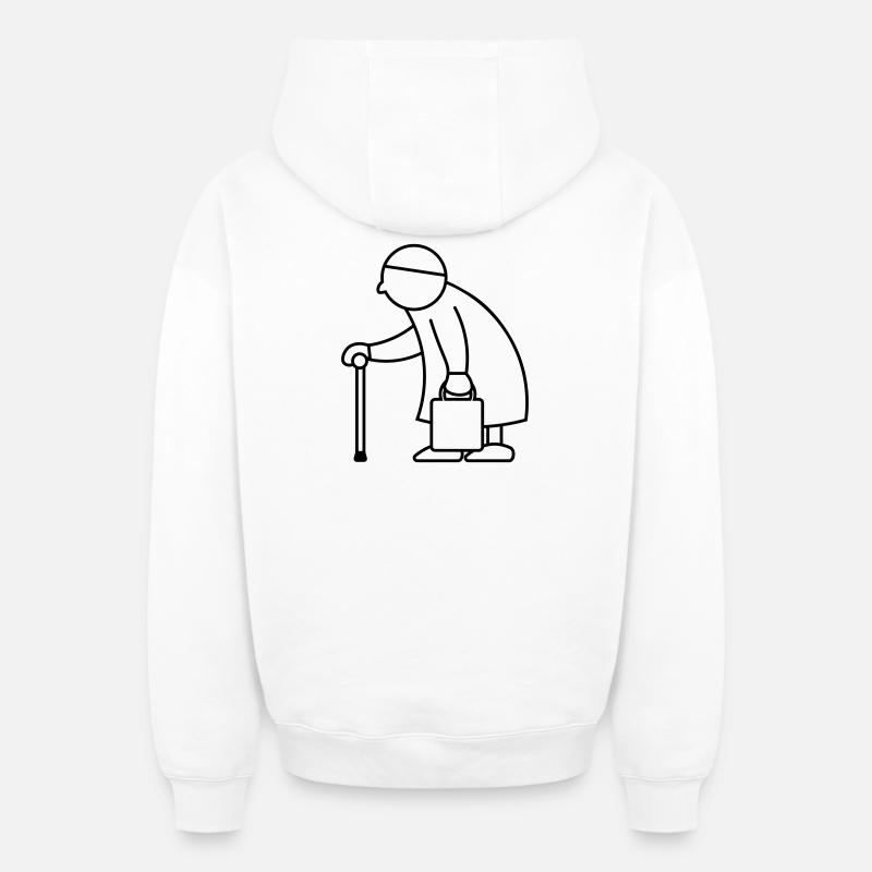 Alte Dame mit Einkaufstasche - Oversized Heavyweight Unisex Zip Hoodie - Weiß