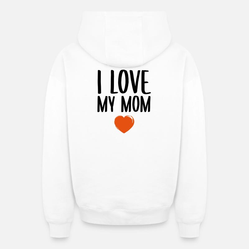 J'aime ma mère - Sweat à capuche unisexe zippé oversize épais SPREAD - blanc