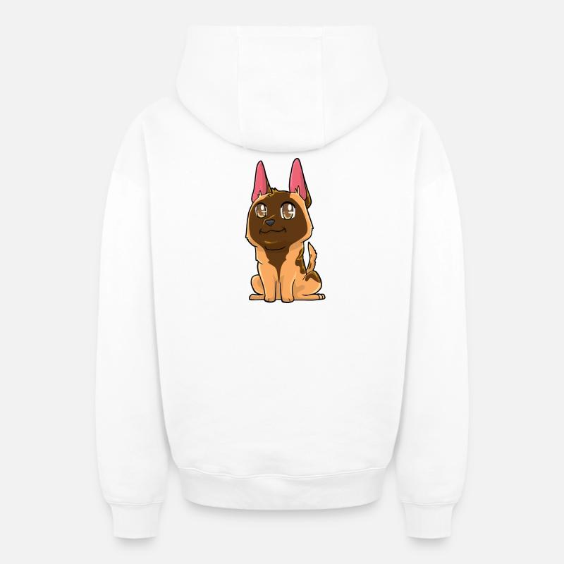Malinois - Sweat à capuche unisexe zippé oversize épais SPREAD - blanc