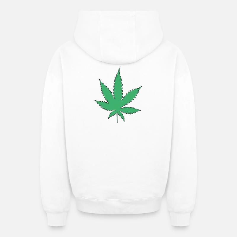 Feuille de cannabis - Sweat à capuche unisexe zippé oversize épais SPREAD - blanc