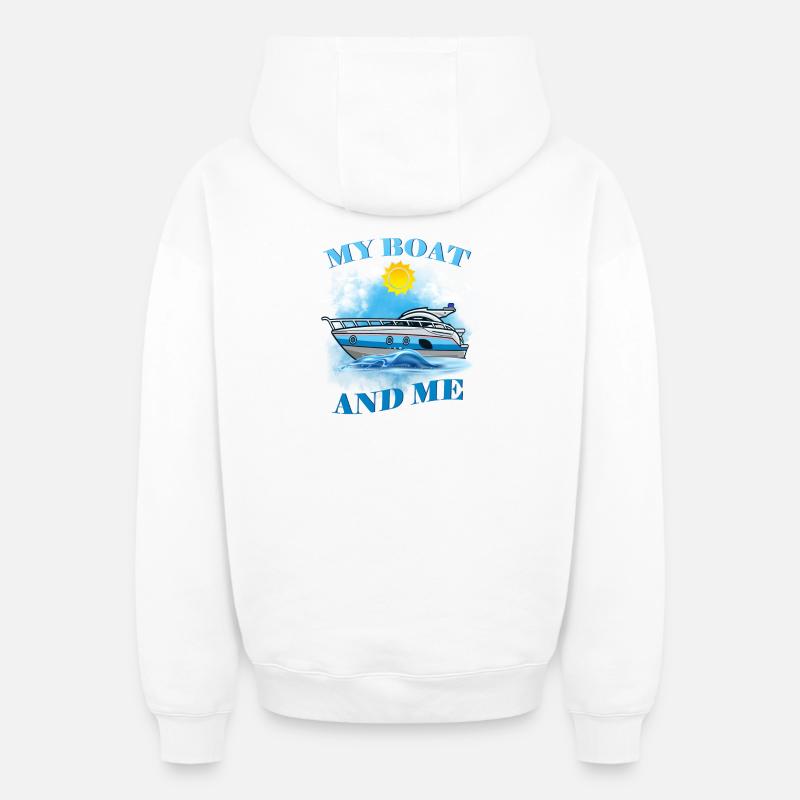 Mon bateau et moi - Sweat à capuche unisexe zippé oversize épais SPREAD - blanc