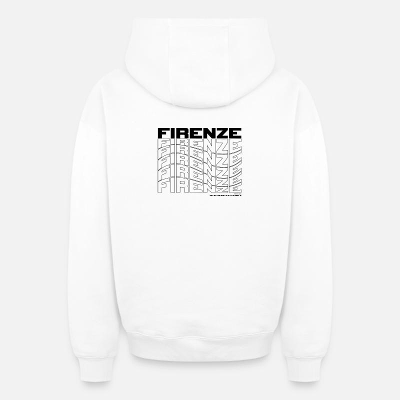 Florence Firenze - Sweat à capuche unisexe zippé oversize épais SPREAD - blanc