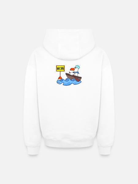 Moin Seemann Möwe Seemöwe Boot - Oversized Heavyweight Unisex Zip Hoodie - Weiß