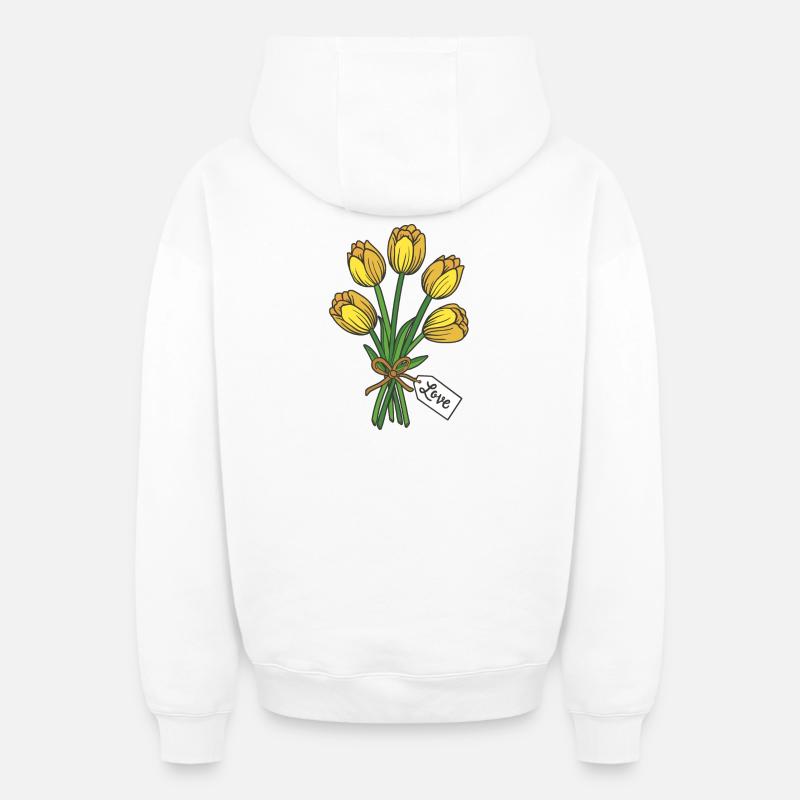 Tulipes - Sweat à capuche unisexe zippé oversize épais SPREAD - blanc