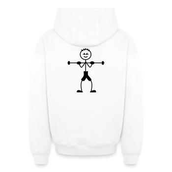 Musculation avec beaucoup de poids - Sweat à capuche unisexe zippé oversize épais SPREAD - blanc - Dos - AI Model Male 178 light (178cm)