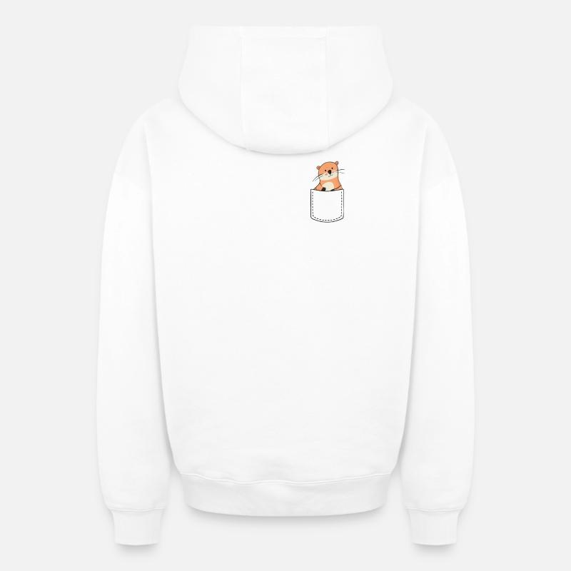 Loutres - Sweat à capuche unisexe zippé oversize épais SPREAD - blanc
