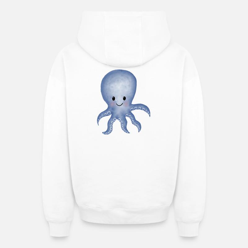 Calmar poulpe - Sweat à capuche unisexe zippé oversize épais SPREAD - blanc