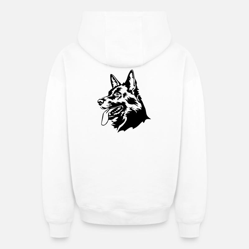 Tête de berger allemand - Sweat à capuche unisexe zippé oversize épais SPREAD - blanc