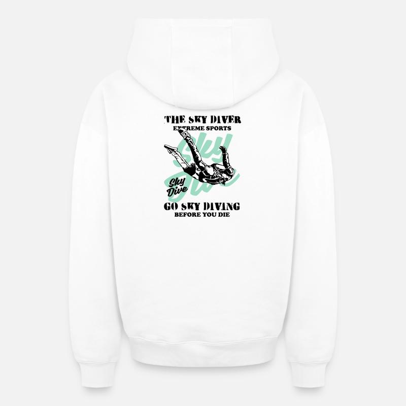The Sky Diver Parachutiste - Sweat à capuche unisexe zippé oversize épais SPREAD - blanc