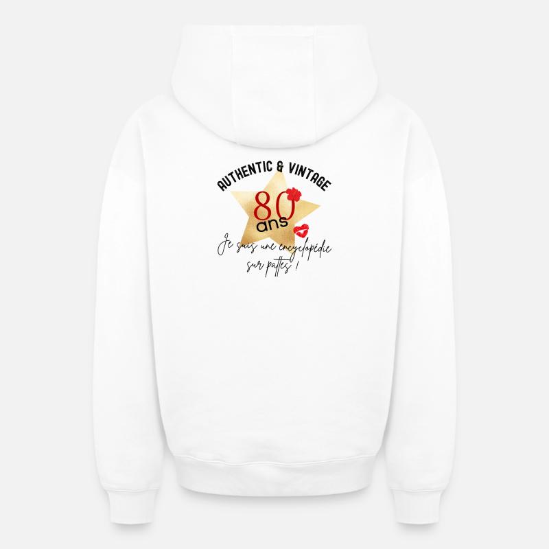 anniversaire 80 ans - Sweat à capuche unisexe zippé oversize épais SPREAD - blanc