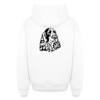 Englischer Springer Spaniel Kopf - Oversized Heavyweight Unisex Zip Hoodie - Weiß - Hinten - AI Model Male 178 light (178cm)