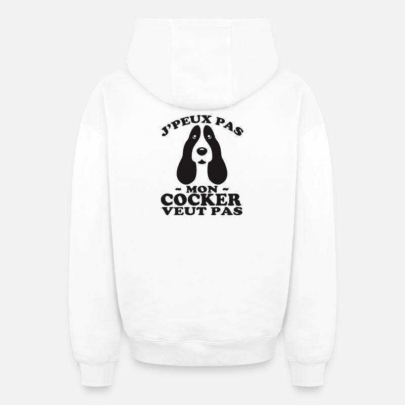 Mon Cocker Veut pas - Sweat à capuche unisexe zippé oversize épais SPREAD - blanc