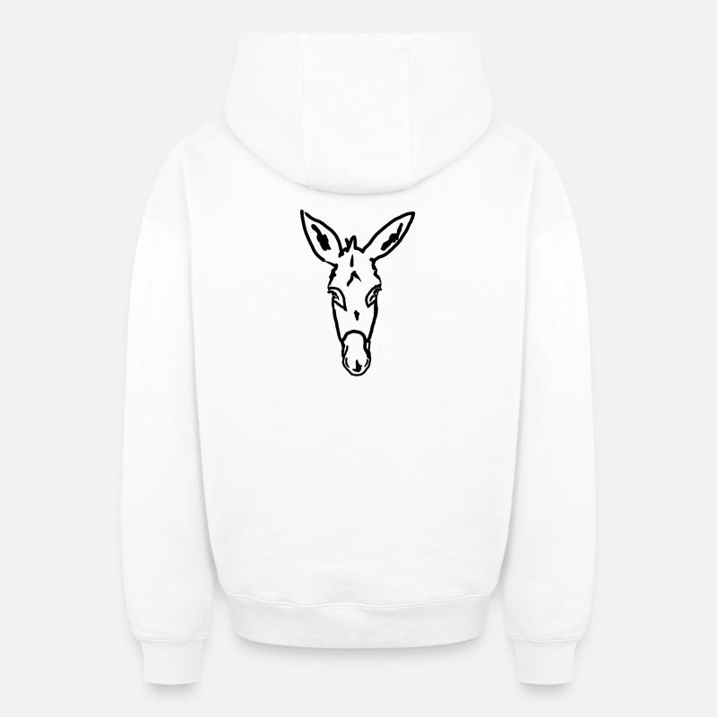Esel Âne Donkey - Sweat à capuche unisexe zippé oversize épais SPREAD - blanc