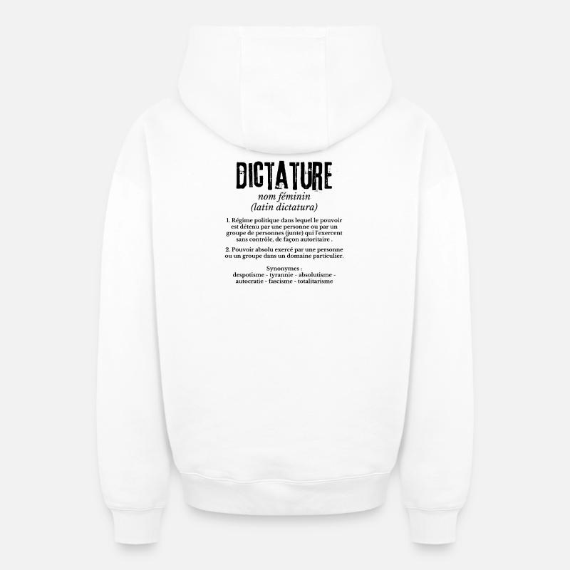 Dictature - Sweat à capuche unisexe zippé oversize épais SPREAD - blanc
