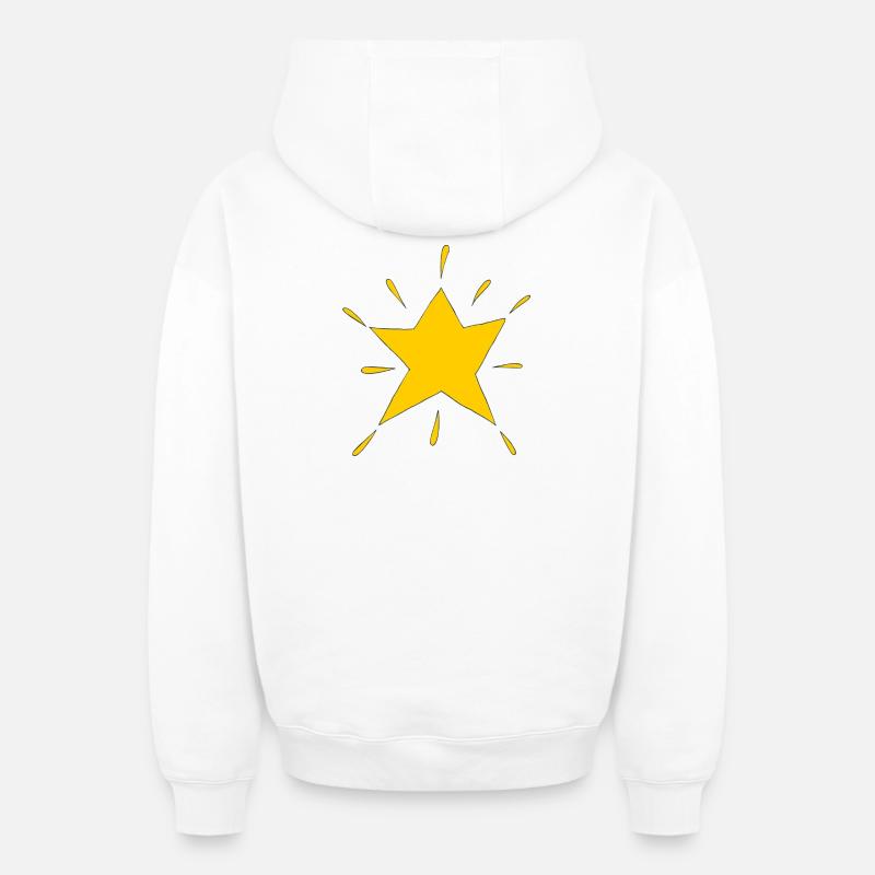 étoile jaune rayonnante - Sweat à capuche unisexe zippé oversize épais SPREAD - blanc