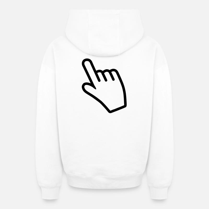 Main pointant quelque chose avec l’index - Sweat à capuche unisexe zippé oversize épais SPREAD - blanc