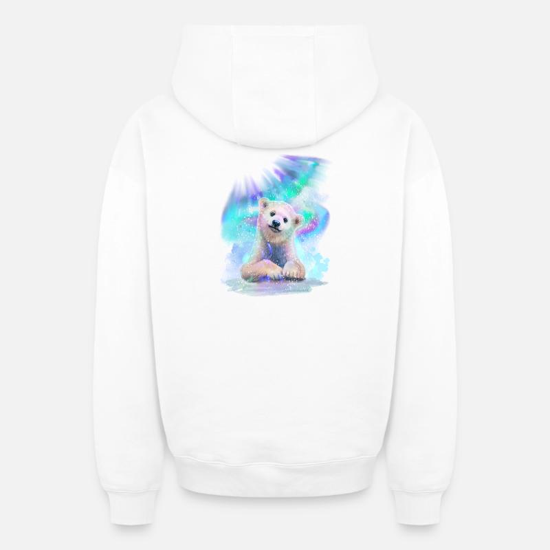 Ours blanc - Sweat à capuche unisexe zippé oversize épais SPREAD - blanc