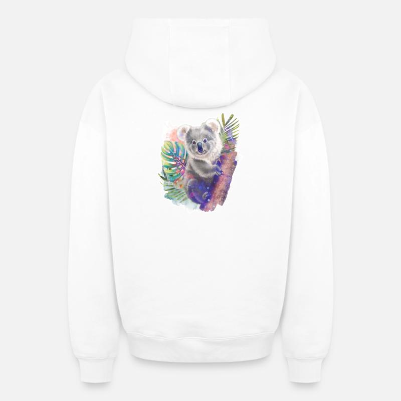 Koala | Ours Koala - Sweat à capuche unisexe zippé oversize épais SPREAD - blanc