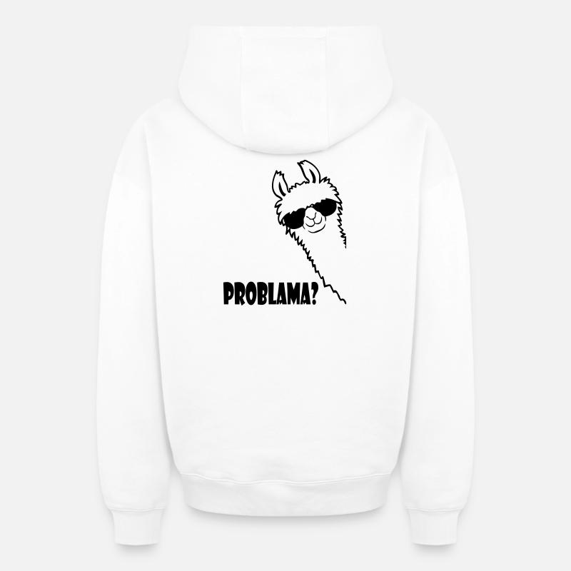 Lama Problama Question - Oversized Heavyweight Unisex Zip Hoodie - white