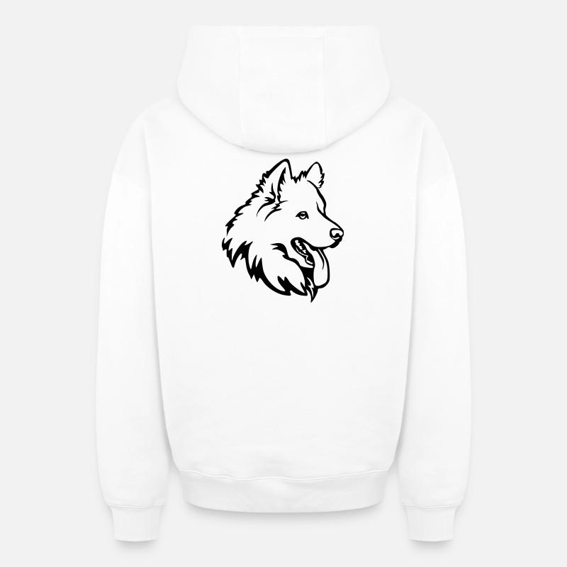Tête samoyède - Sweat à capuche unisexe zippé oversize épais SPREAD - blanc