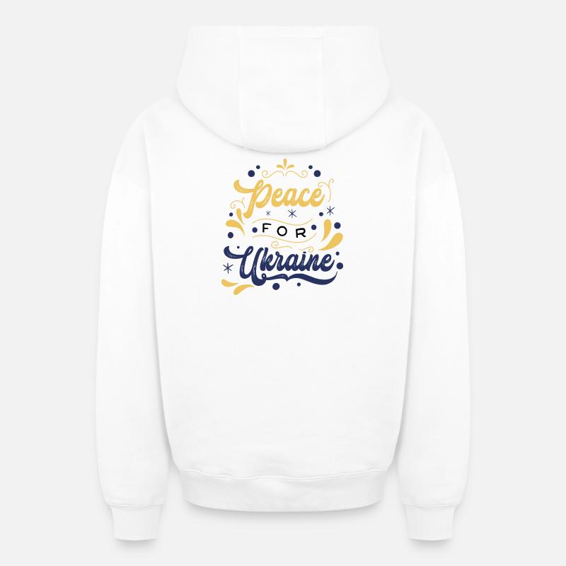 Message de paix Ukraine Illustration - Sweat à capuche unisexe zippé oversize épais SPREAD - blanc