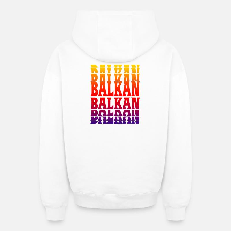Design des Balkans - Sweat à capuche unisexe zippé oversize épais SPREAD - blanc