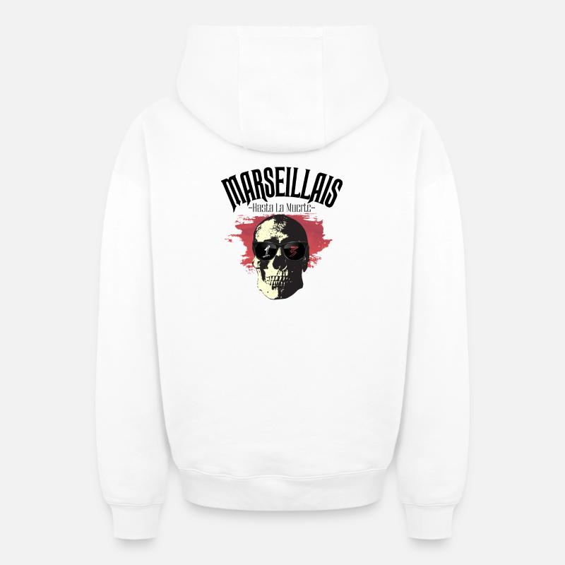 Marseillais Hasta La Muerte - 13 - Sweat à capuche unisexe zippé oversize épais SPREAD - blanc
