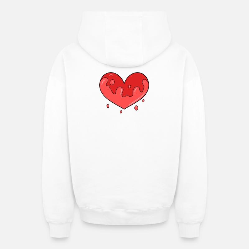 Sang de cœur - Sweat à capuche unisexe zippé oversize épais SPREAD - blanc