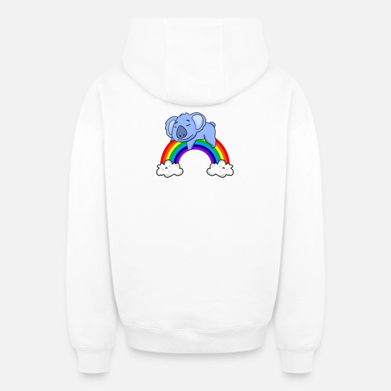 Regenbogen Koala - Oversized Heavyweight Unisex Zip Hoodie - Weiß
