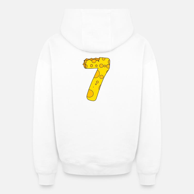 Numéro 7 Digit Cheese - Sweat à capuche unisexe zippé oversize épais SPREAD - blanc