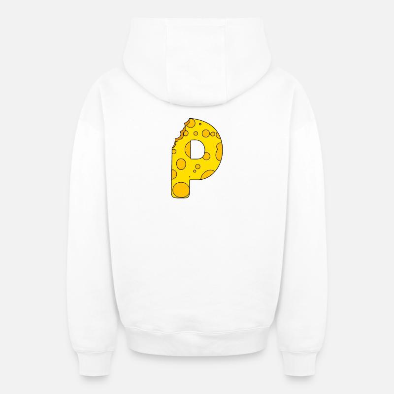 Lettre P - Sweat à capuche unisexe zippé oversize épais SPREAD - blanc