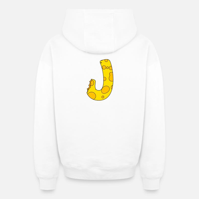 Buchstabe J - Oversized Heavyweight Unisex Zip Hoodie - Weiß