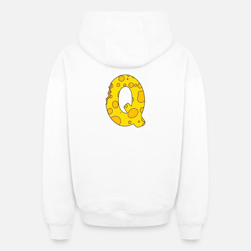Lettre Q - Sweat à capuche unisexe zippé oversize épais SPREAD - blanc