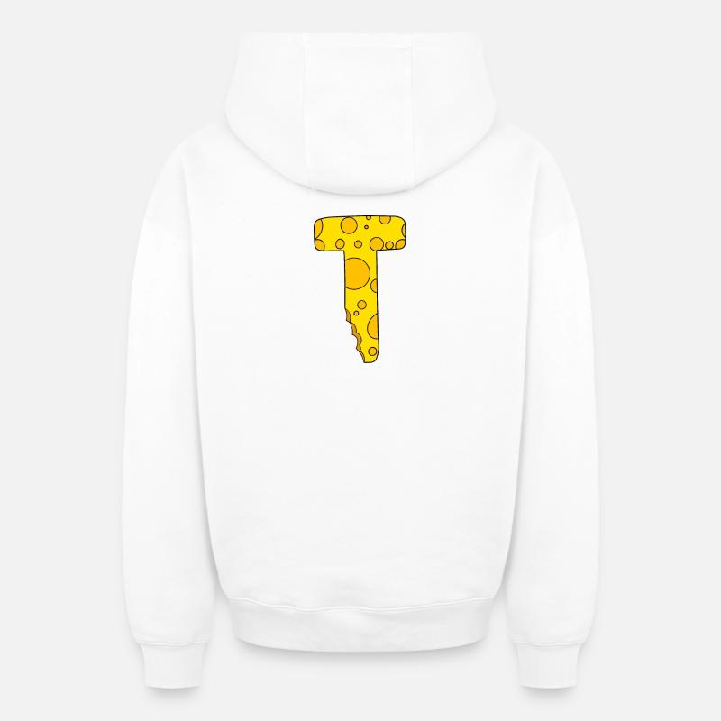Lettre T - Sweat à capuche unisexe zippé oversize épais SPREAD - blanc