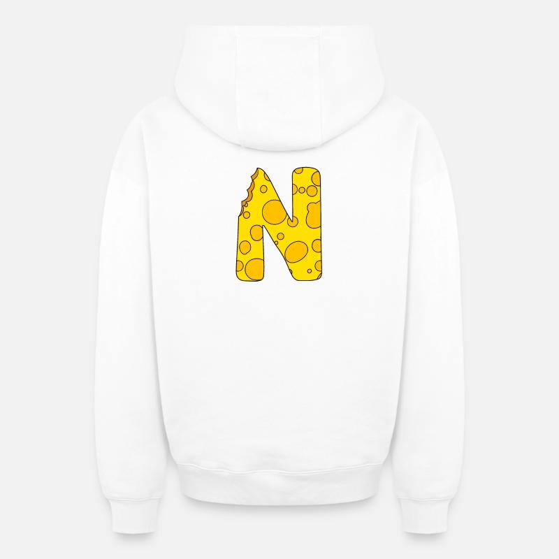 Lettre N - Sweat à capuche unisexe zippé oversize épais SPREAD - blanc