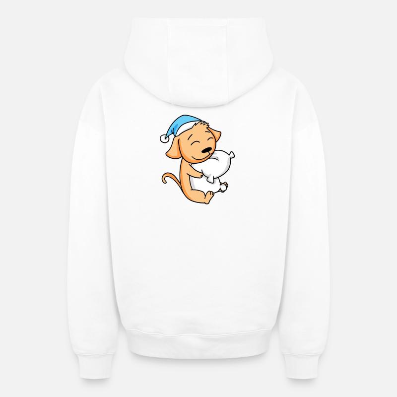 Chien Bébé - Sweat à capuche unisexe zippé oversize épais SPREAD - blanc