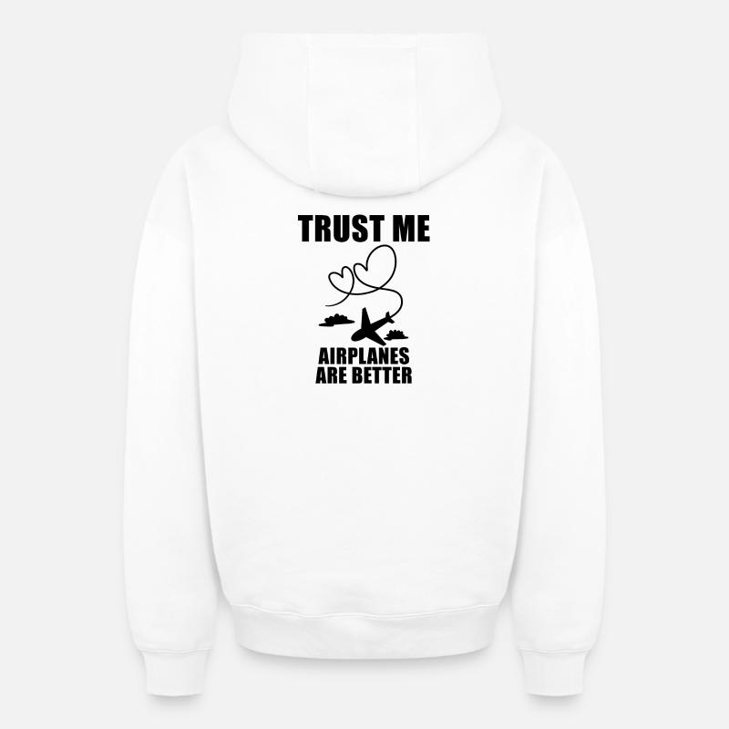 Cadeau de pilote d’avion - Sweat à capuche unisexe zippé oversize épais SPREAD - blanc