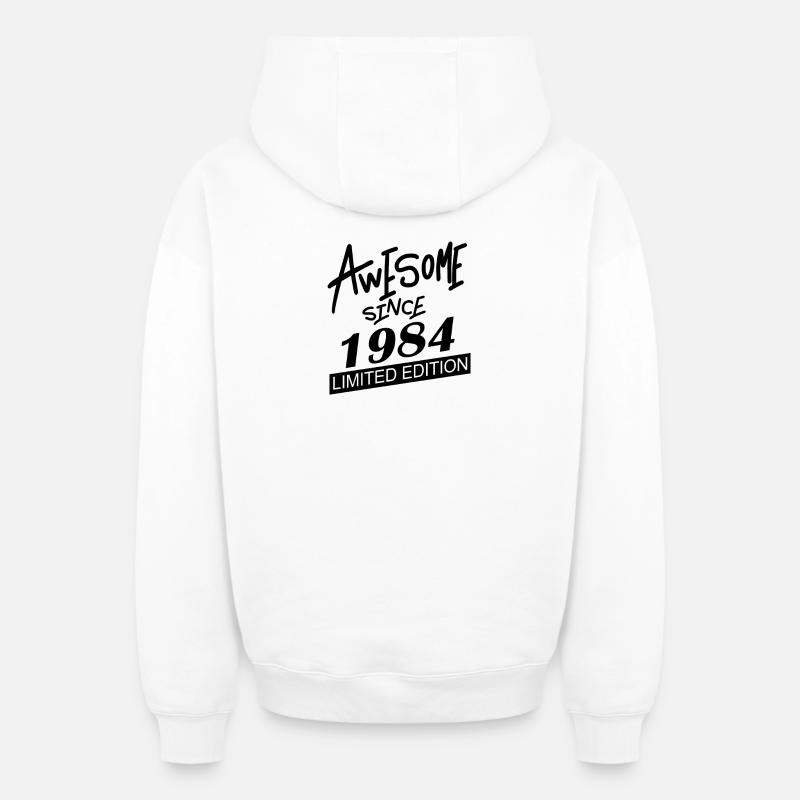 1984 - Né en 1984 - Sweat à capuche unisexe zippé oversize épais SPREAD - blanc