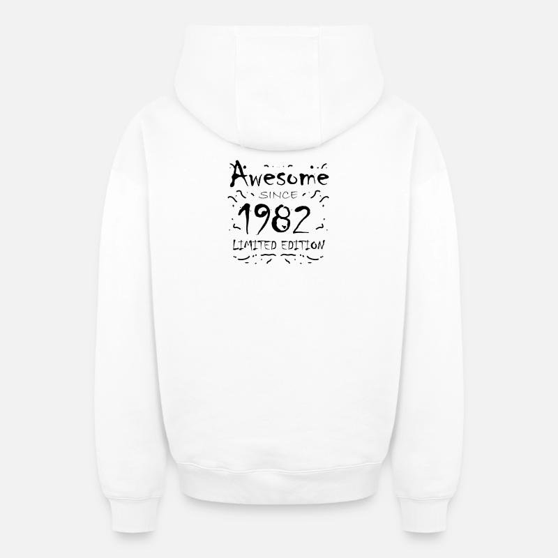 1982 - Né en 1982 - Sweat à capuche unisexe zippé oversize épais SPREAD - blanc