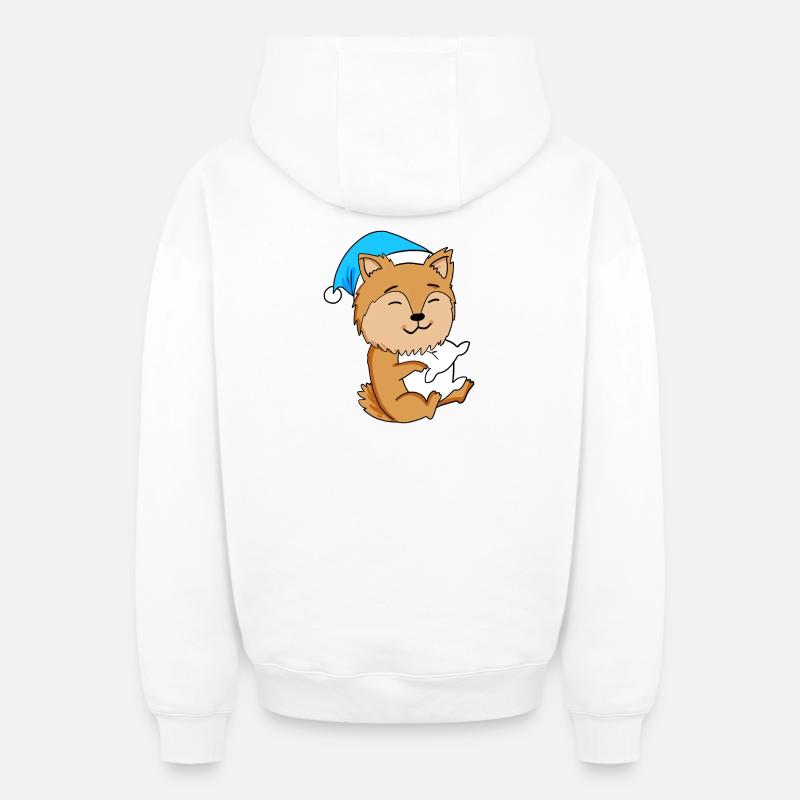 Chien de race Zwergspitz - Sweat à capuche unisexe zippé oversize épais SPREAD - blanc