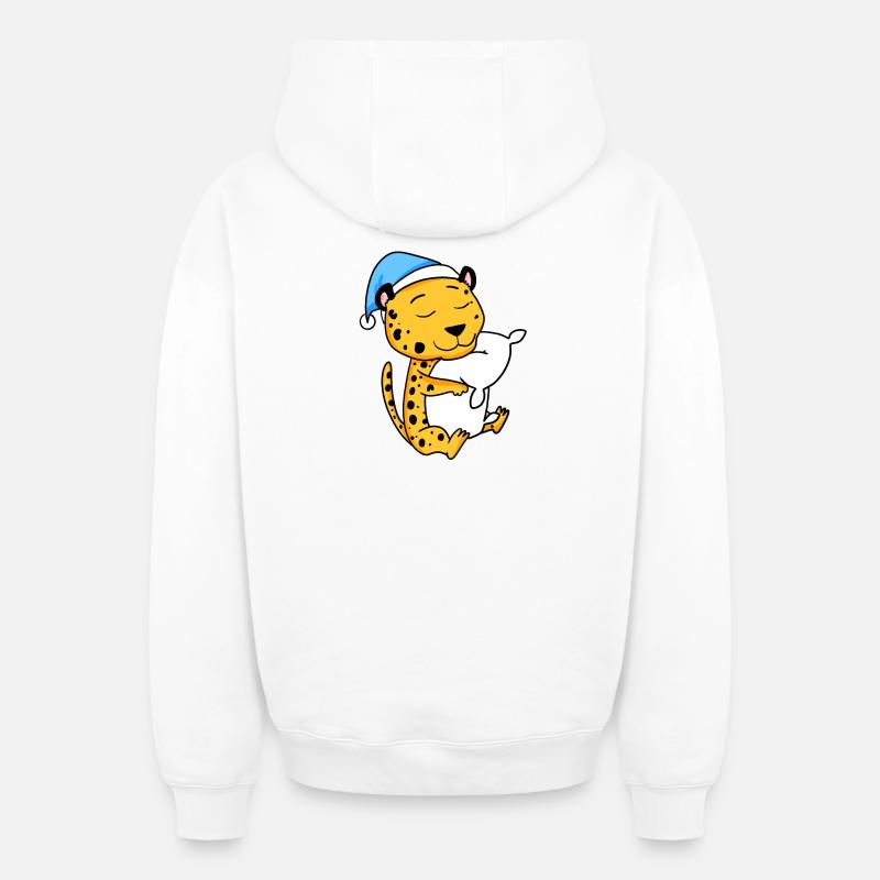 Guépard - Sweat à capuche unisexe zippé oversize épais SPREAD - blanc